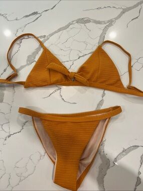 Women’s Ribbed Knot Bikini Set - Mustard